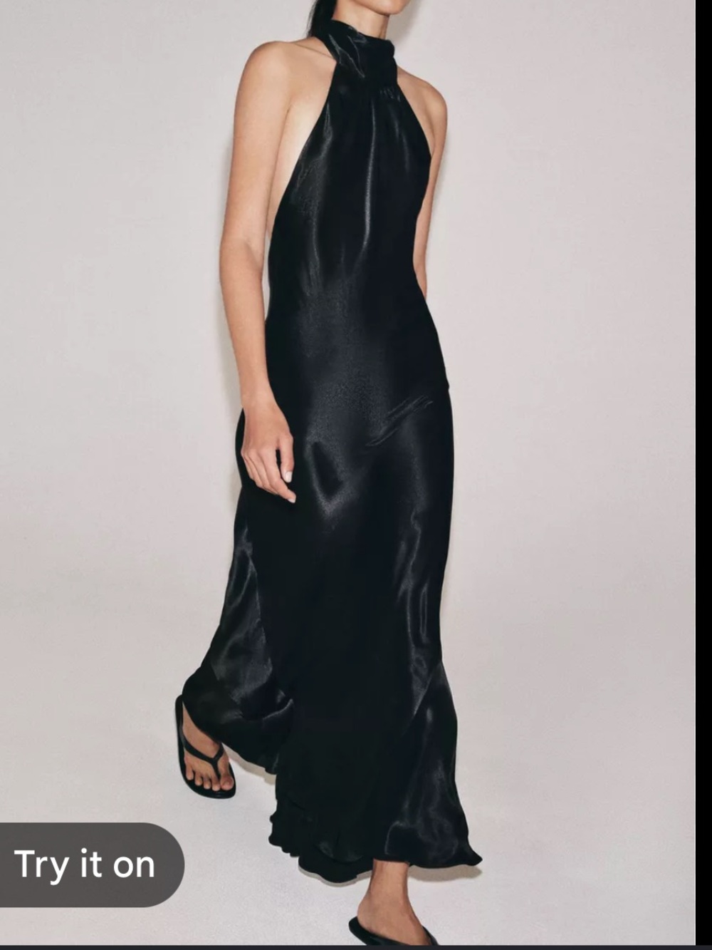 Zara Black Satin Halter Neck Slip Dress